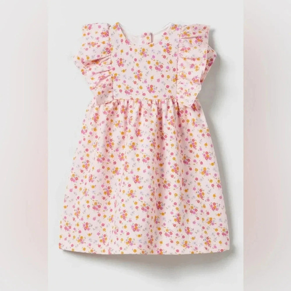 Zara Kids ruffle dress floral print textured toddler girl pastel church easter - Picture 5 of 10
